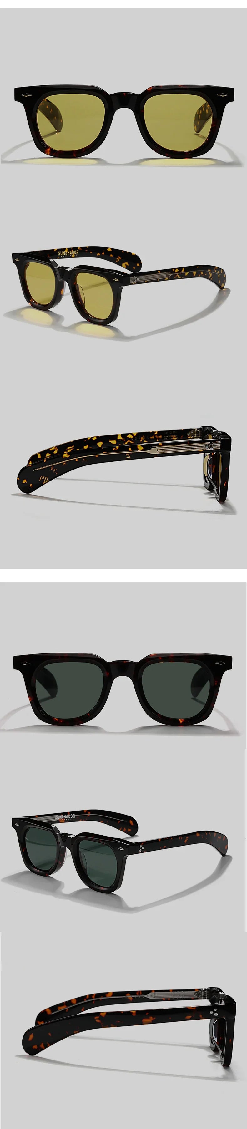Luksusowa marka, designerskie, klasyczne okulary przeciwsłoneczne z acetatu w kolorze żółwiowym, męskie okulary w stylu retro, modne okulary męskie do noszenia na świeżym powietrzu, 148 mm