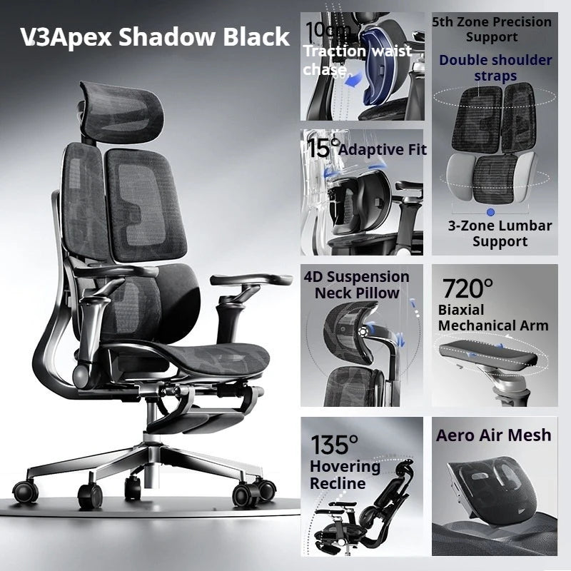 Ergonomic Office Mesh Chair Adjustable Executive Computer Chair with Rolling Swivel Base, Modern Gaming Chair for Home Office Desk Setup