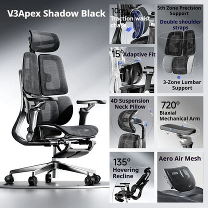 Ergonomic Office Mesh Chair Adjustable Executive Computer Chair with Rolling Swivel Base, Modern Gaming Chair for Home Office Desk Setup