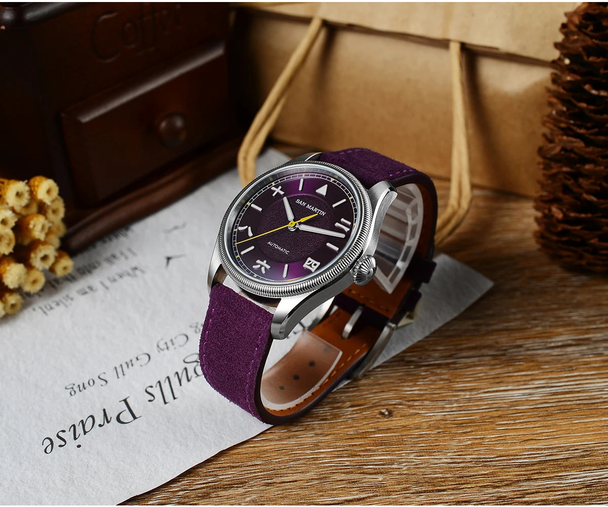 San Martin 39.5mm Men Pilot Watch YN55 Automatic Mechanical Aviation Watches Chinese Style Original Design SN0033 Field Watch