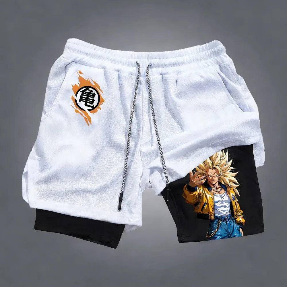 Pantalones cortos unisex de verano con estampado de anime de Dragon Ball Goku, estilo Harajuku, nuevos, holgados, deportivos, transpirables, de secado rápido y de doble capa