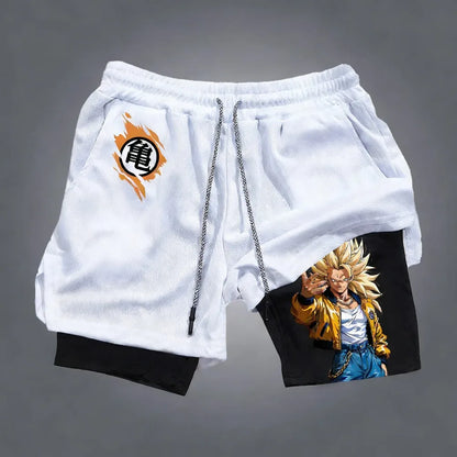 Pantalones cortos unisex de verano con estampado de anime de Dragon Ball Goku, estilo Harajuku, nuevos, holgados, deportivos, transpirables, de secado rápido y de doble capa