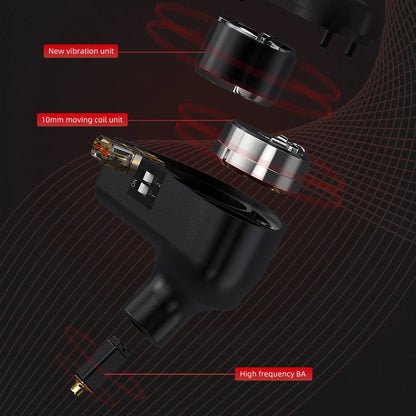 CVJ Assassin Earphones 1BA+1DD+1Vibration Switch Adjustable Gaming E-sports In-Ear 3.5mm&Type-C Hifi Headphones