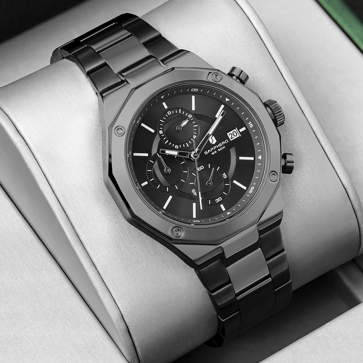 SAPPHERO Roségouden herenhorloge, modieus luxe horloge, roestvrijstalen horloge, waterdicht tot 50 m, herenhorloge, nieuwjaarscadeaus