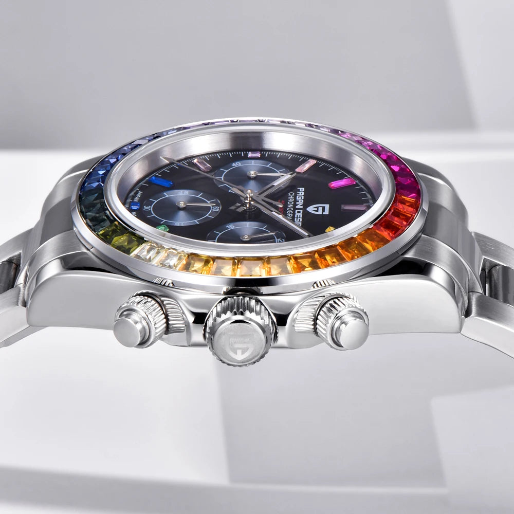 Relógio de pulso para homem PAGANI DESIGN – Modelo com mostradores coloridos, relógio de pulso de luxo com movimento de quartzo, cronógrafo equipado com um movimento