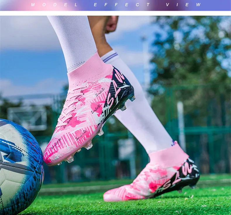 Sapatilhas de futebol de marca e estilo para homem e mulher, botas profissionais de campo, tamanho grande 46, pitões longos, chuteiras de futebol para homem