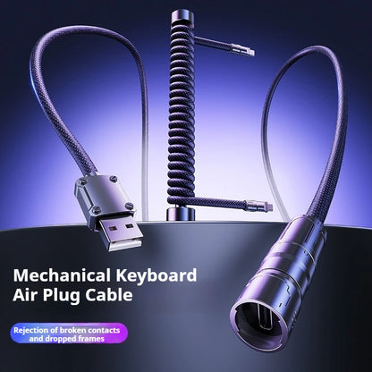 Eary 1.2m Coiled Keyboard Cable USB to Type-C Detachable Metal Aviator for Mechanical Gaming Keyboard Accessories for PC Laptop