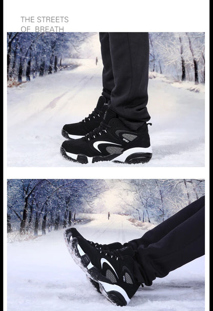 Men's Snow Boots Winter Warm Couple Casual Sneakers Fashion Leather Outdoor Sport Running Tennis Men Non-Slip Big Size 48 Trainer