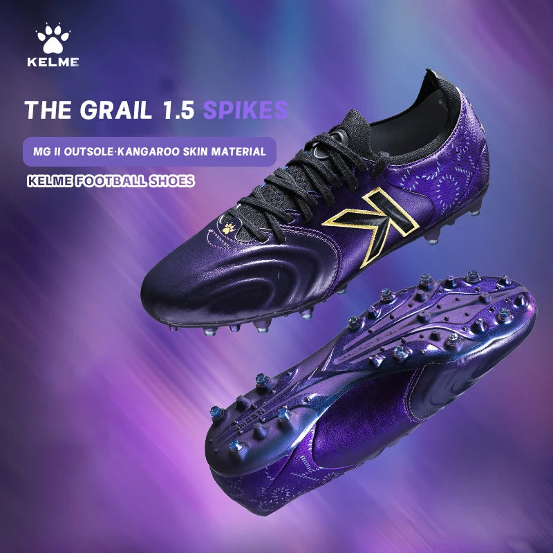 Kelme Kangaroo Leather MG Soccer Shoes Professional Match Sports Football Shoes Outdoor Anti-Slip Football Boots