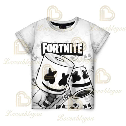 Fortnite Adult Children's Clothing 3D Digital Printing Loose Large Size Short-sleeved T-shirt Kids Summer Tee Tops
