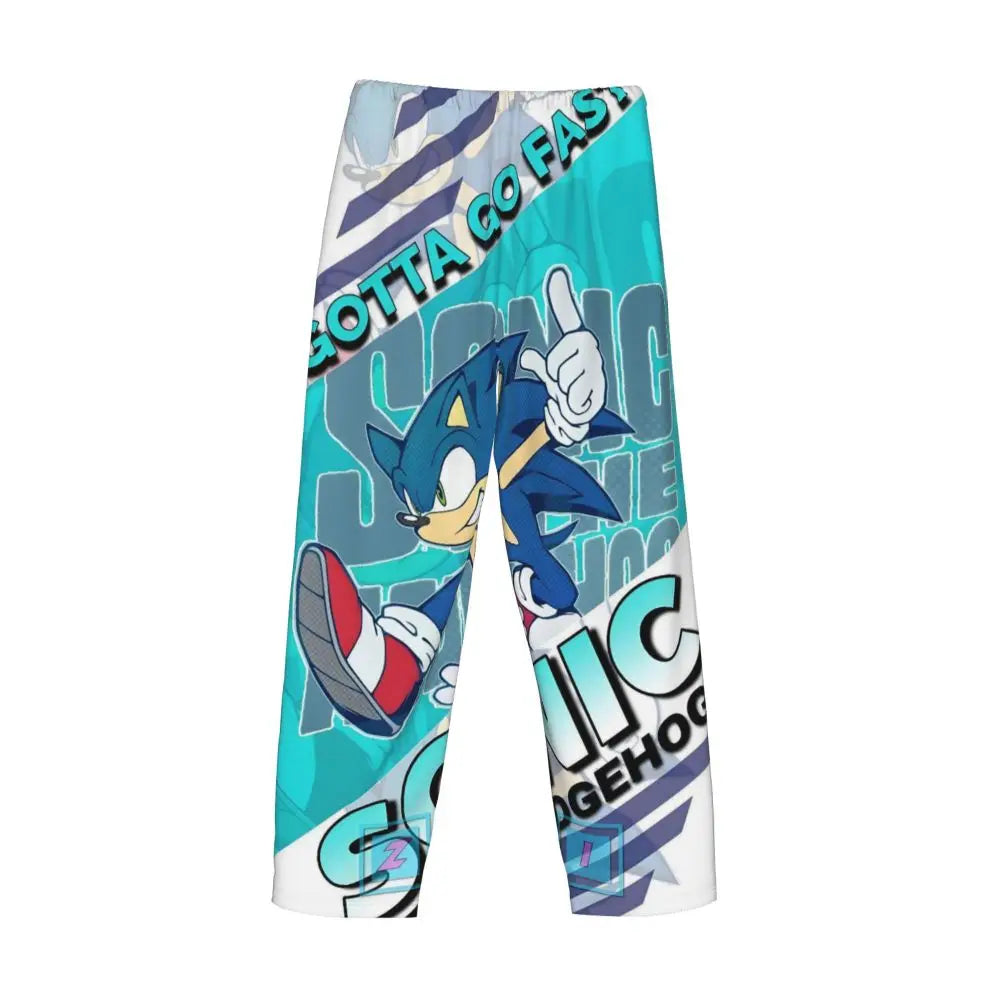 Pantalones de pijama personalizados para hombre con estampado «Soniced», con motivo de erizo, ropa de dormir, pantalones de estar por casa con bolsillos