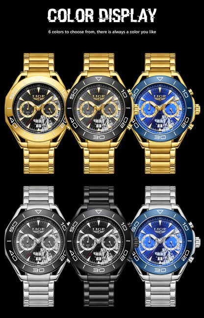 LIGE Luxe herenhorloges Casual zakelijk horloge Herenmode Waterdicht Militair herenhorloge met kwarts Montre Homme