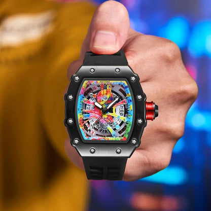 Coole herenhorloges Luxe modieuze siliconen tonvormige horloges Skelet waterdichte kwarts polshorloges Klok Relogio Masculino