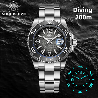 ADDIESDIVE 48mm Diver Watch Fashion Gradient Color Rotatable Bezel Quartz Watches Luminous 200m Waterproof Stainless Men's Watch