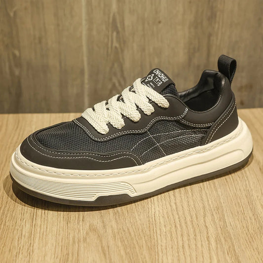 Ultralätta, andningsbara mesh-sneakers för män – trendiga fritidsskor med tjock sula och bekväma snörskor för daglig promenad