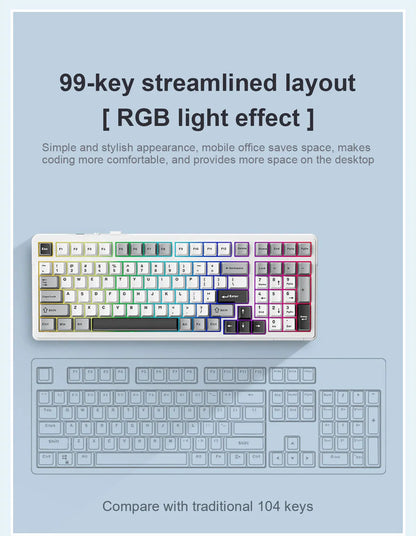 AULA F99 Mechanical Keyboard Bluetooth 5.0/2.4G Wireless/Wired Gasket-mounted Gaming Keyboard 99 Keys Customizable Keyboards