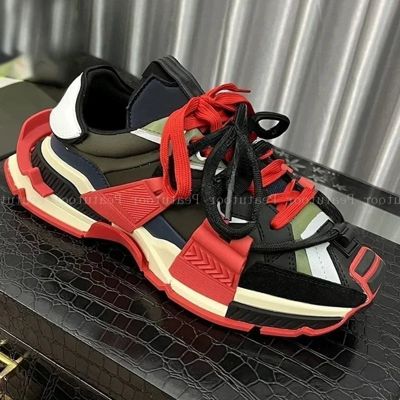 Size 35-46 Women’s and Men’s Sports Shoes High-Quality Patchwork Casual Sneakers Lace-Up Fashion Platform Sports Running Shoes Hot
