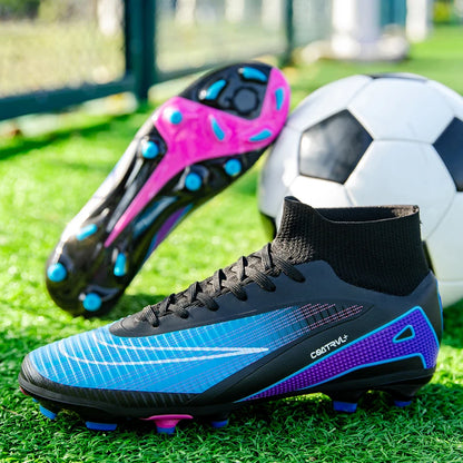 Chaussures de football montantes pour hommes, crampons longs, chaussures de football pour adultes, légères, entraînement sportif professionnel