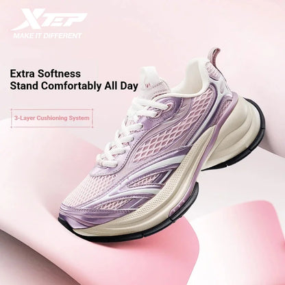 Xtep Basque 3 Sneakers Women Lightweight Wear-Resistant Trendy Durable Thick Sole Casual Sports Female Shoes 874218320006