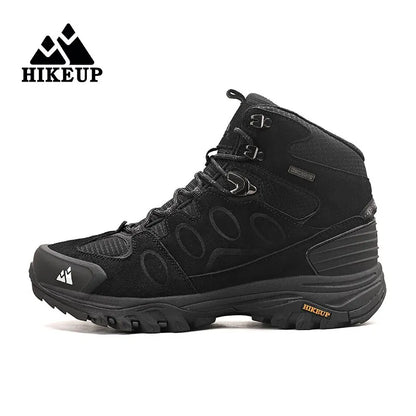 Botas de caminhada de cano alto para homem HIKEUP, calçado de inverno para exterior, com atacadores, antiderrapante, desportivo e casual, botas de trekking em camurça, quentes para homem