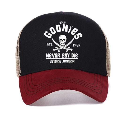 The Goonies Est 1985 Never Say Die Men's Baseball Cap Summer Mesh Snapback Hat Fashion Outdoor Casual Breathable Sun Hats
