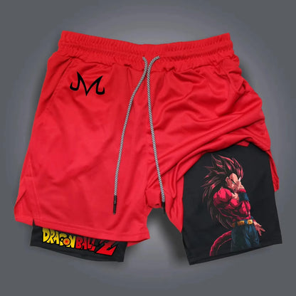 Pantalones cortos de gimnasio de verano de Dragon Ball con Goku, para hombre, de doble capa, 2-in-1 pantalones deportivos, nuevos pantalones de playa con estampado de dibujos animados japoneses de verano