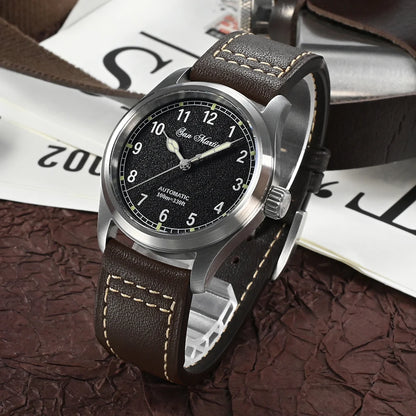 San Martin Simple Men's Watch 37mm Pilot Miyota 8215 Classic Military Explore Automatic Mechanical Watches Waterproof 100m
