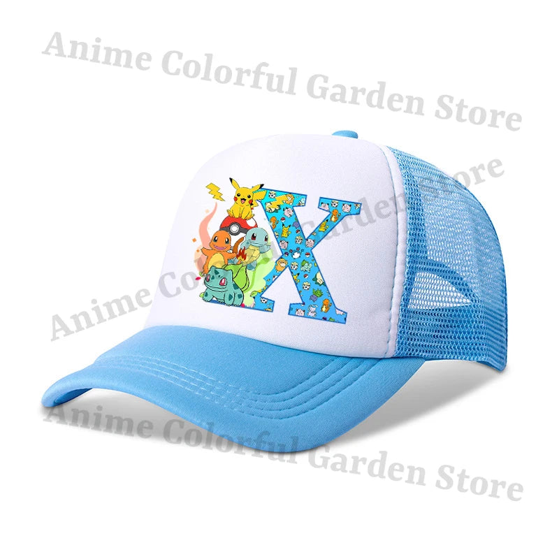 Anime Pokemons Parent-child Baseball Cap Pikachu Cartoon Letter Printed Flat Caps Men Women Kids Summer Breathable Hip Hop Hats