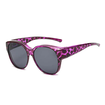 Fashion UV Protection Driving Sunglasses Round Frame Y2K Wear Over Glasses Retro Black Shades for Women Men