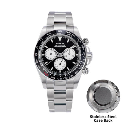 Sugess Diving Men's Watch Panda Automatic Mechanical Chronograph Peacock SL4801 Movement Wristwatch Waterproof Ceramic Bezel New