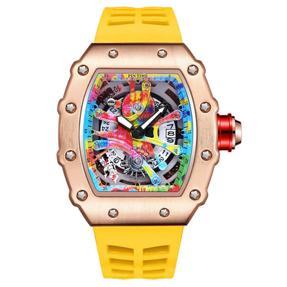 Coole herenhorloges Luxe modieuze siliconen tonvormige horloges Skelet waterdichte kwarts polshorloges Klok Relogio Masculino
