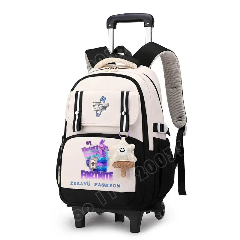 Fortnite Student Rolling Backpack Large Capacity Waterproof Lightweight Design Minimalist Laptop School Bag Casual Travel Bag