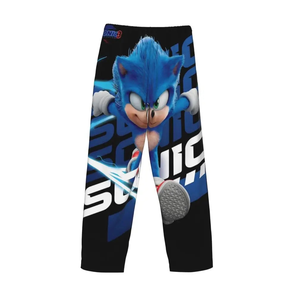 Pantalones de pijama personalizados para hombre con estampado «Soniced», con motivo de erizo, ropa de dormir, pantalones de estar por casa con bolsillos