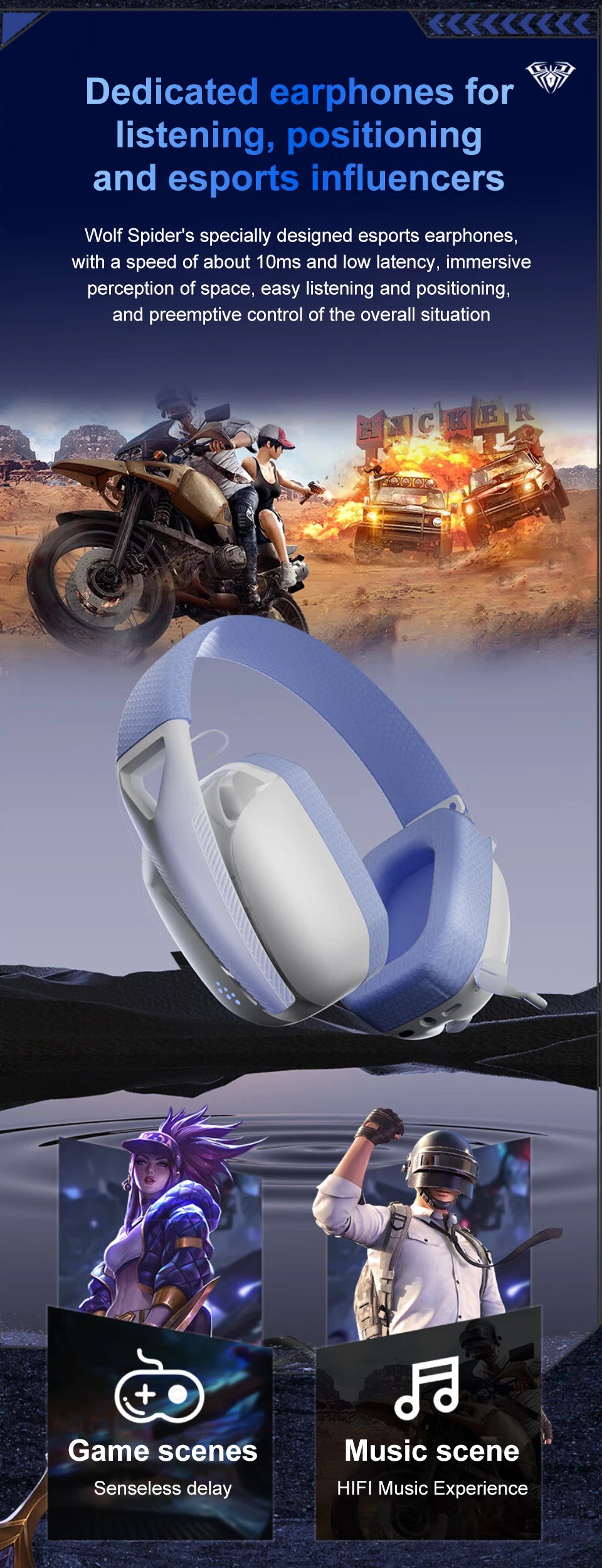 AULA S8 Gaming Headset Triple-Mode Wireless Bluetooth 5.3 Gaming Headset with Detachable Microphone, Lightweight Gaming Headset for PC, PS5, Switch & Mobile