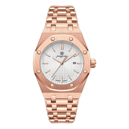 PAAZOMU Luxe vierkant herenhorloge met quartz, waterdicht, verlicht datumvenster, herenhorloge van roestvrij staal, zakelijke herenhorloges