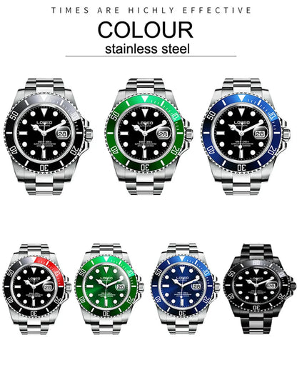 LOREO Original Men's Business Watch 20ATM Waterproof Wristwatch Top Brand Casual Sport Seagull Automatic Mechanical Watch Men