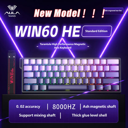 AULA WIN60HE Magnetic Switch Mechanical Keyboard, 60% Wired Gaming Keyboard with Hall Effect Magnetic Switches, Rapid Trigger Esports Keyboard