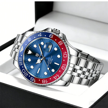 QINGXIYA Luxe herenhorloges met kwartsmechanisme, roestvrij staal, waterdicht, verlicht, datumweergave, herenpolshorloge, reloj hombre