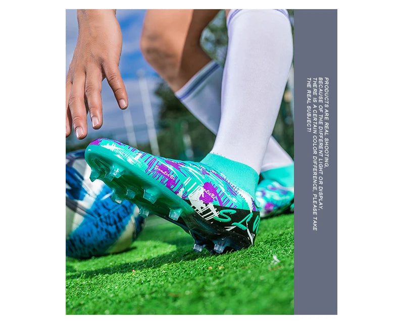 Sapatilhas de futebol de marca e estilo para homem e mulher, botas profissionais de campo, tamanho grande 46, pitões longos, chuteiras de futebol para homem