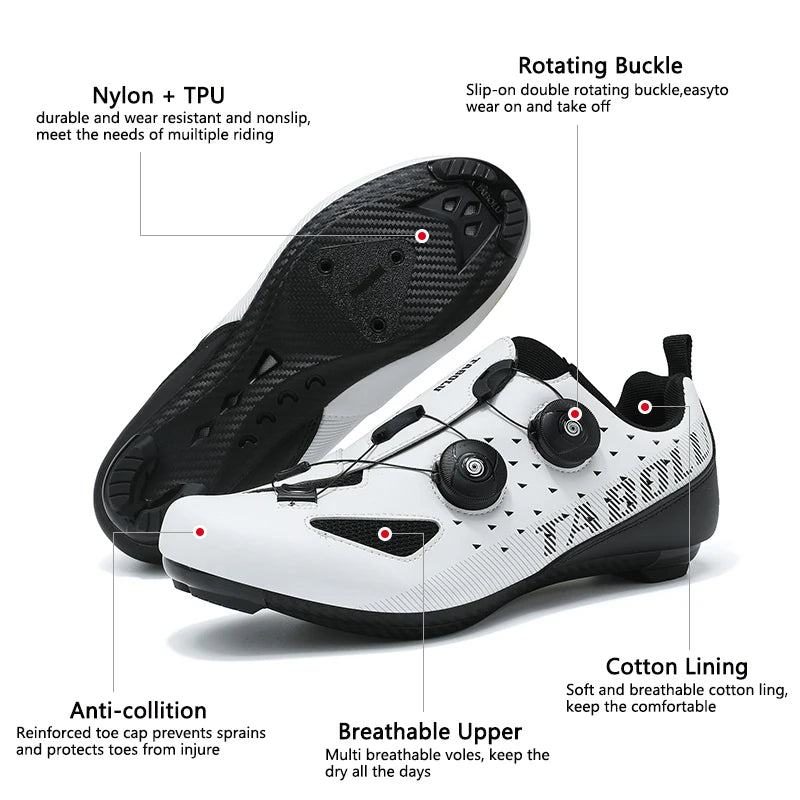 Road Cycling Shoes Flats Cleats Shoes Speed Cycling Sneakers Men’s Bike Shoes Women’s Self-Locking Non-slip Mountain Bicycle SPD Shoes