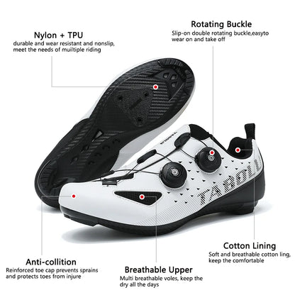 Road Cycling Shoes Flats Cleats Shoes Speed Cycling Sneakers Men’s Bike Shoes Women’s Self-Locking Non-slip Mountain Bicycle SPD Shoes