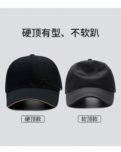 2026 New Men's Big Size Outdoor Sun Protection Baseball Cap, Hard Top Slim Face Fashion Peak Hat Unisex
