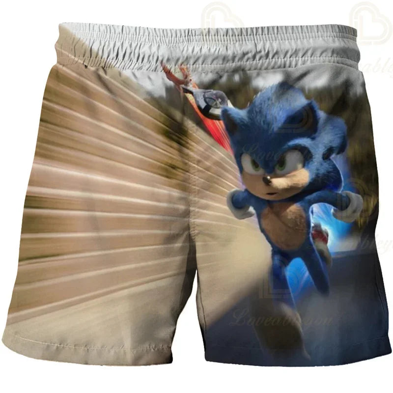Pantalones infantiles de moda impresos en 3D: pantalones cortos S-Sonici, ropa de playa para niños, bañadores, trajes de baño, pantalones cortos de playa y pantalones