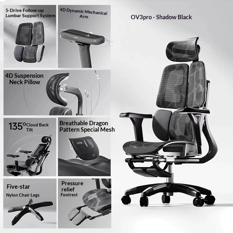 Ergonomic Office Mesh Chair Adjustable Executive Computer Chair with Rolling Swivel Base, Modern Gaming Chair for Home Office Desk Setup