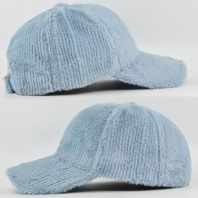 Autumn Winter Baseball Cap Women Artificial Lamb Wool Hats Keep Warm Cap Plush Baseball Caps Spring Baseball Cap Solid Sunshade