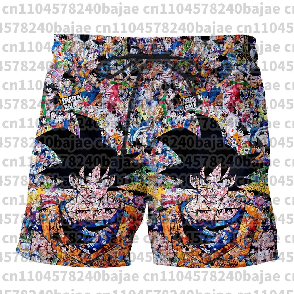 Pantalones cortos de Dragon Ball impresos en 3D, anime japonés, transpirables, de secado rápido, deportivos, estilo retro Y2K, hip hop, de verano, para hombre, para la playa