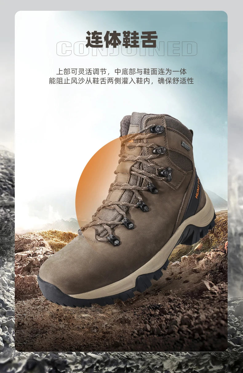 Zapatos de senderismo HUMTTO, botas de caza impermeables para hombre, botas tácticas de combate para desierto hasta el tobillo, botas de trekking para hombre y mujer, zapatillas cálidas de cuero
