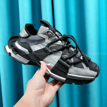 Size 35-46 Women’s and Men’s Sports Shoes High-Quality Patchwork Casual Sneakers Lace-Up Fashion Platform Sports Running Shoes Hot