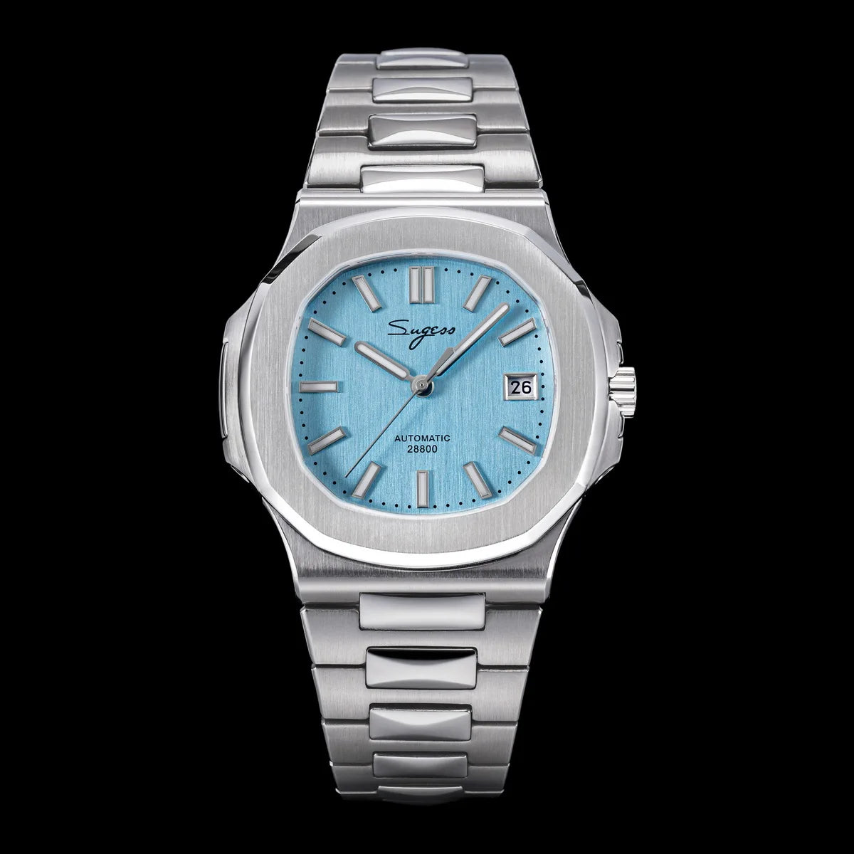 Sugess Men's Watch Automatic Mechanical Wristwatch Miyota 9015 Movement MOP Dial Luminous Waterproof 5bar Bracelet Luxury S466