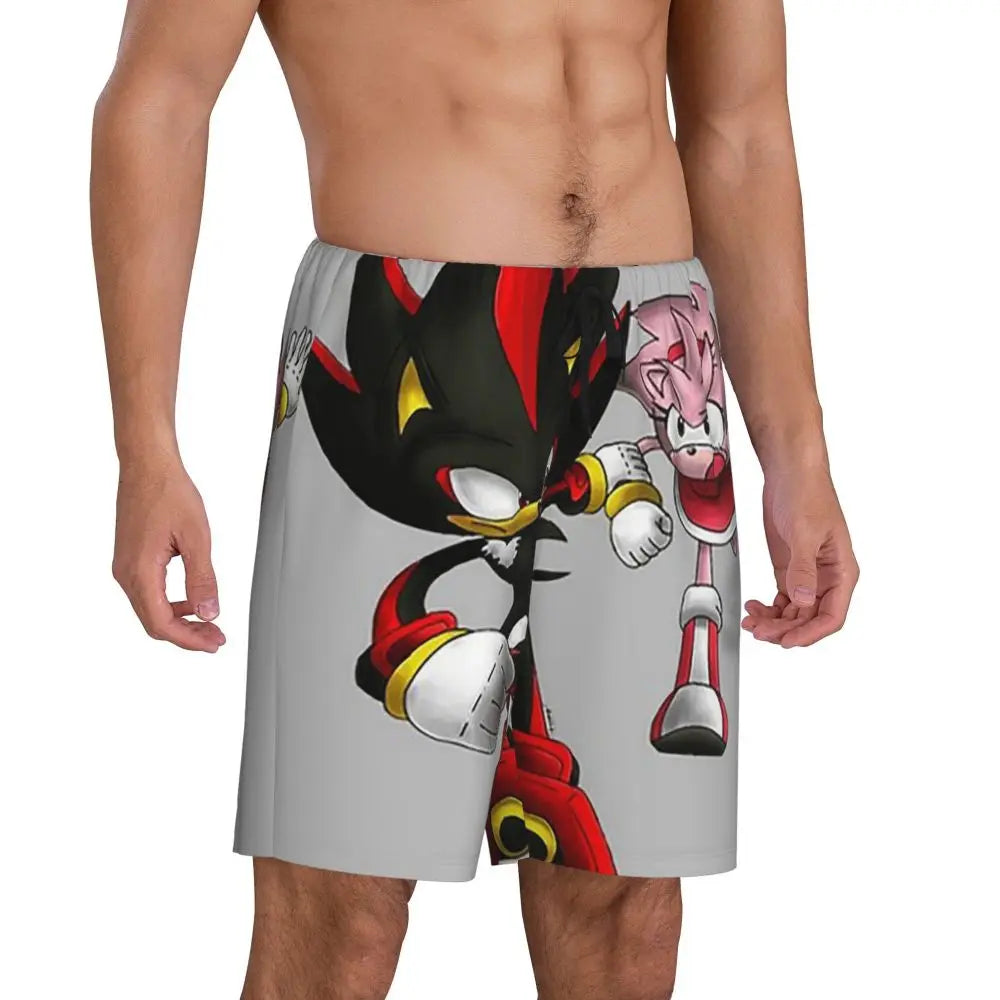 Pantalones cortos de pijama personalizados de Sonic the Hedgehog para hombre, para dormir y estar por casa